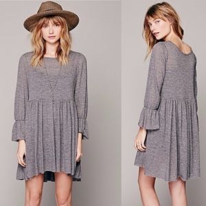 Free People Striped Gray Mini Dress